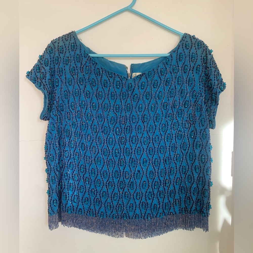 Vintage 1960’s fully beaded top Bullocks Wilshire-Made in Hong Kong